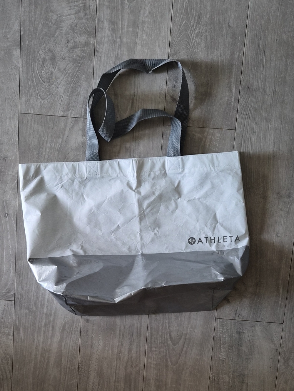 Athleta Two-Tone Gray and Light Gray Duffel Tote